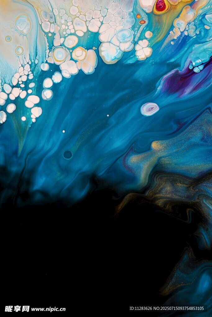 梦幻蓝色流体艺术画面