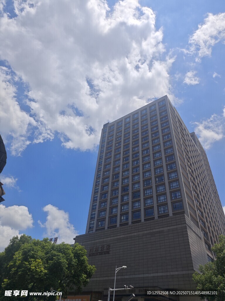 城市高楼与蓝天白云景观