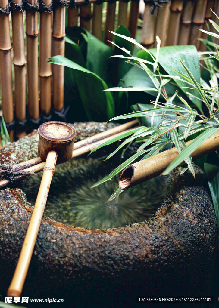 日式庭院竹制水景装置