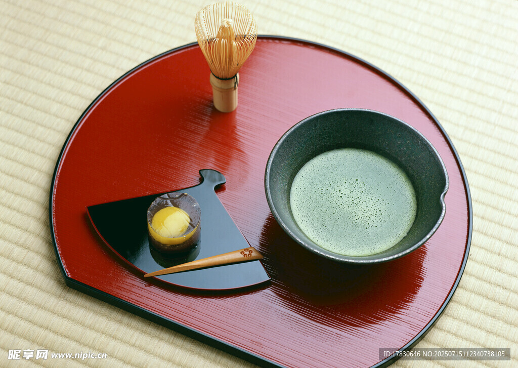 日式抹茶茶道精致摆盘