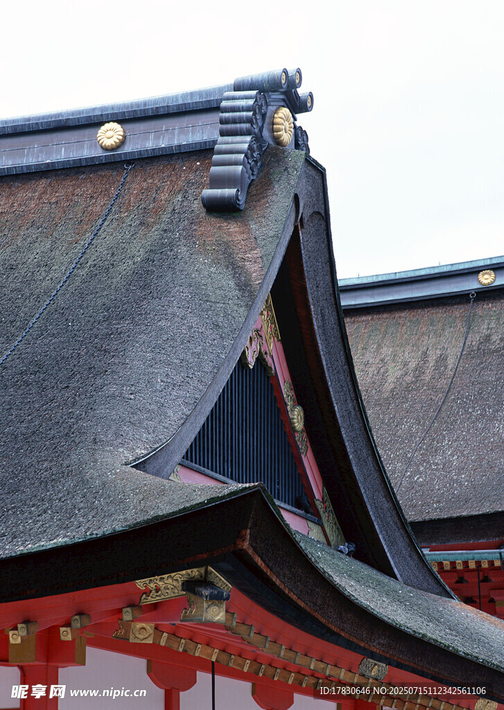 日式古建筑屋顶特写
