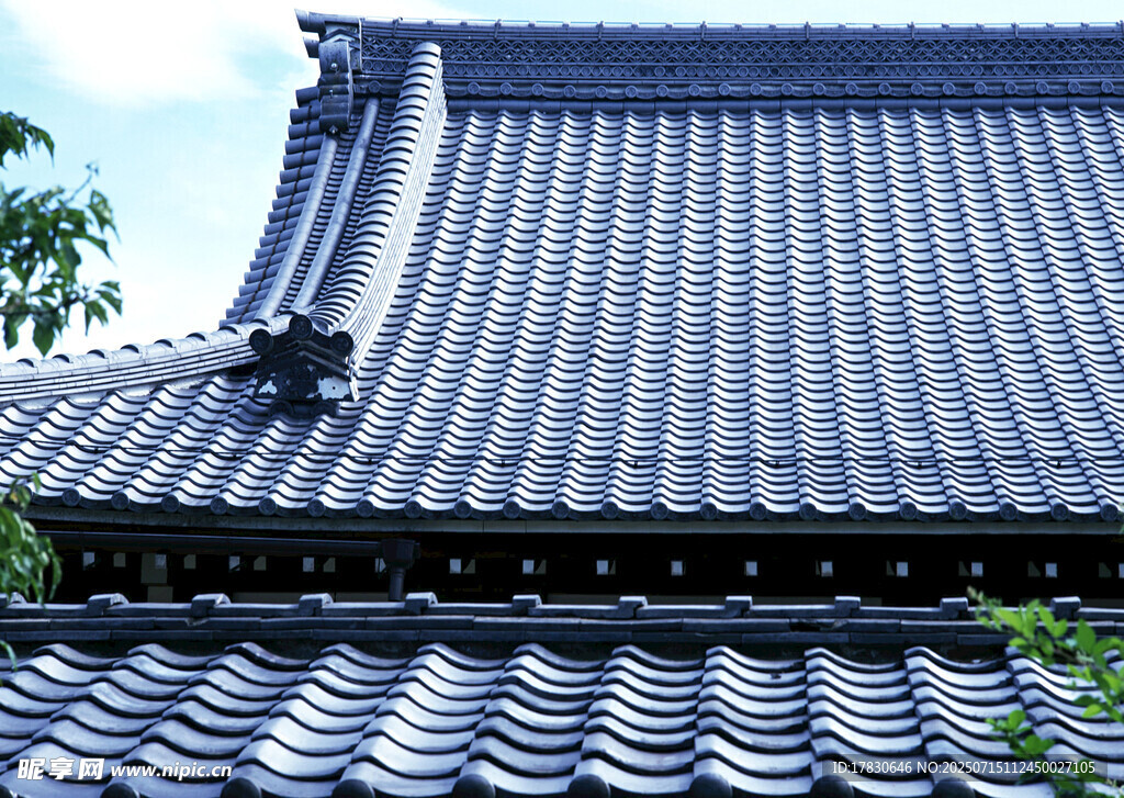 中式古建筑屋顶特写
