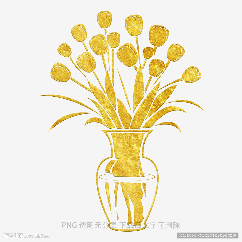 金色花瓶插满花朵图案