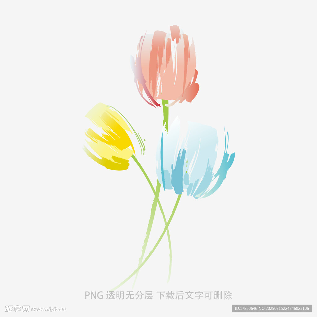 三色花朵插画