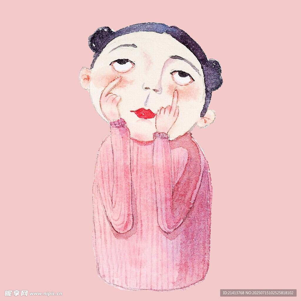 可爱卡通女孩捂嘴笑