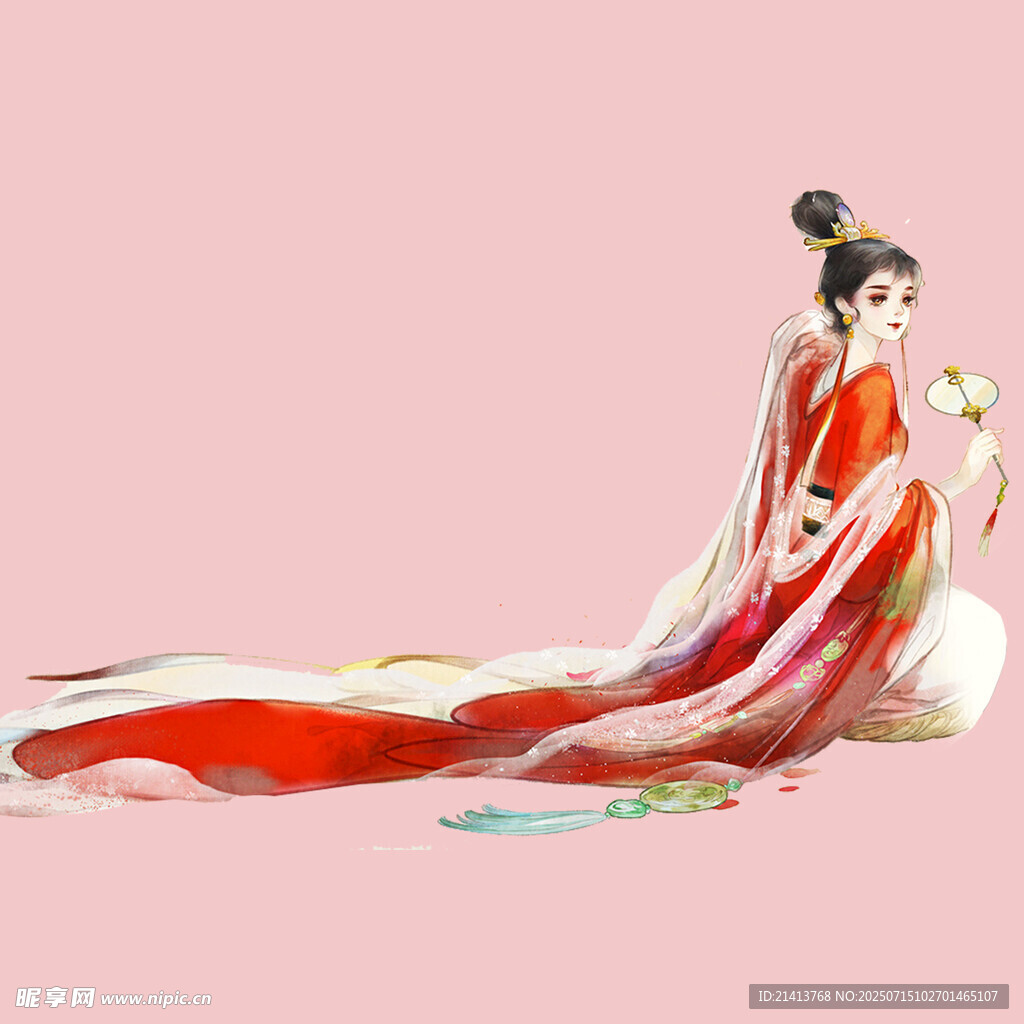 古风红衣女子