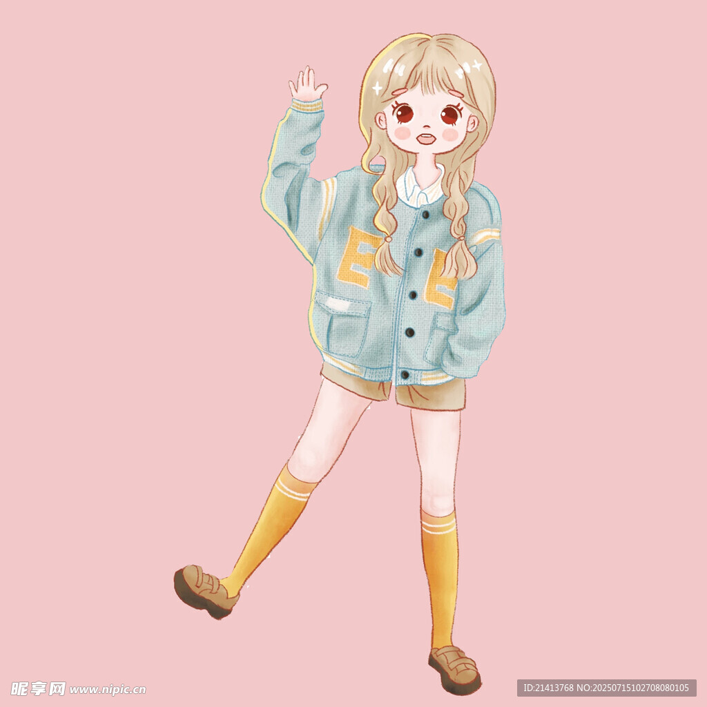 可爱金发少女时尚穿搭