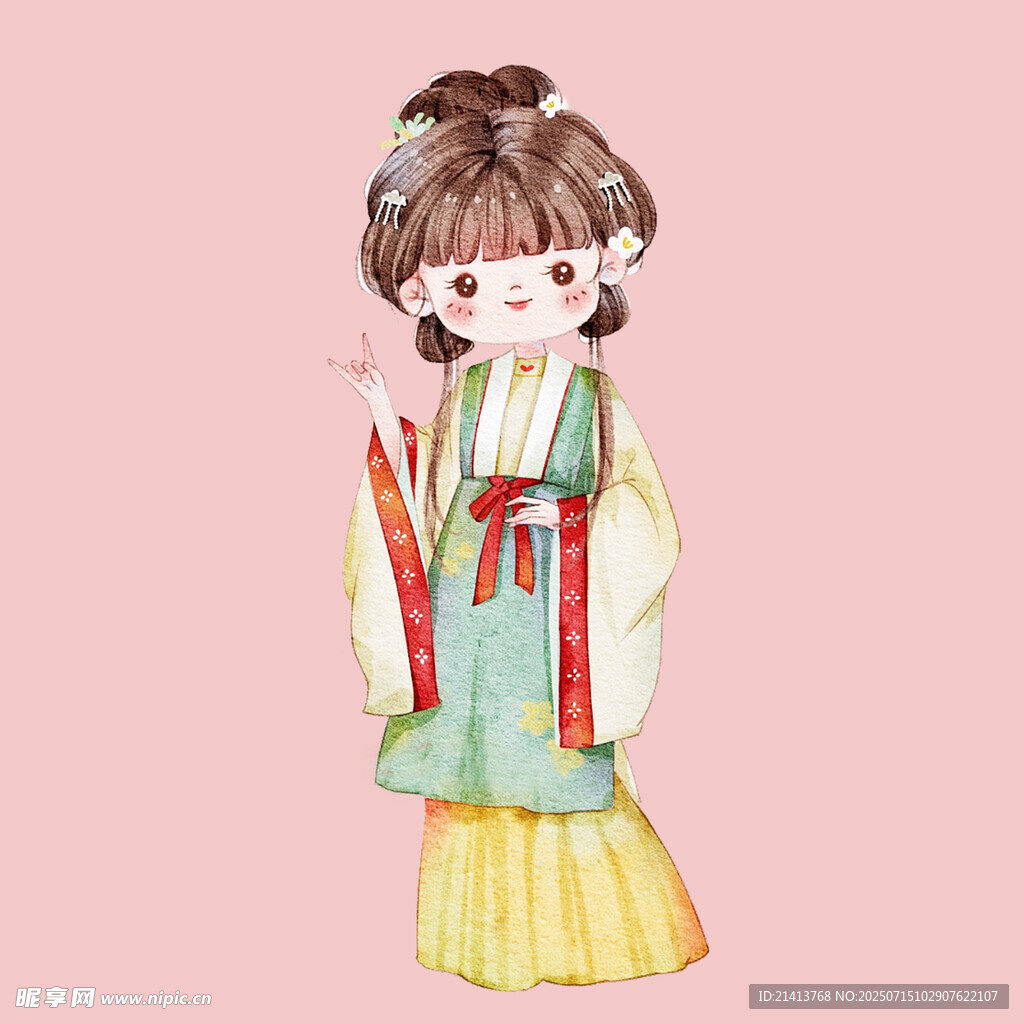 古风汉服少女插画