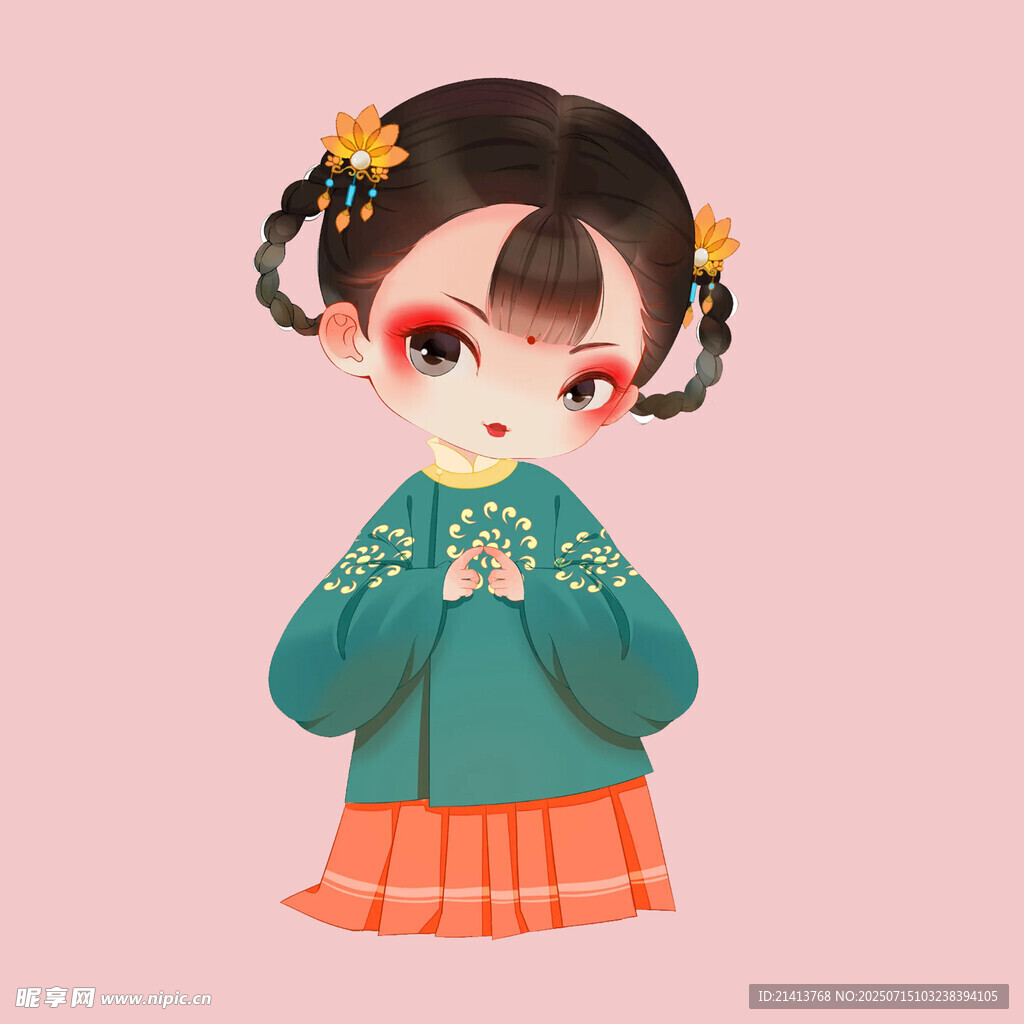 古风双髻女孩