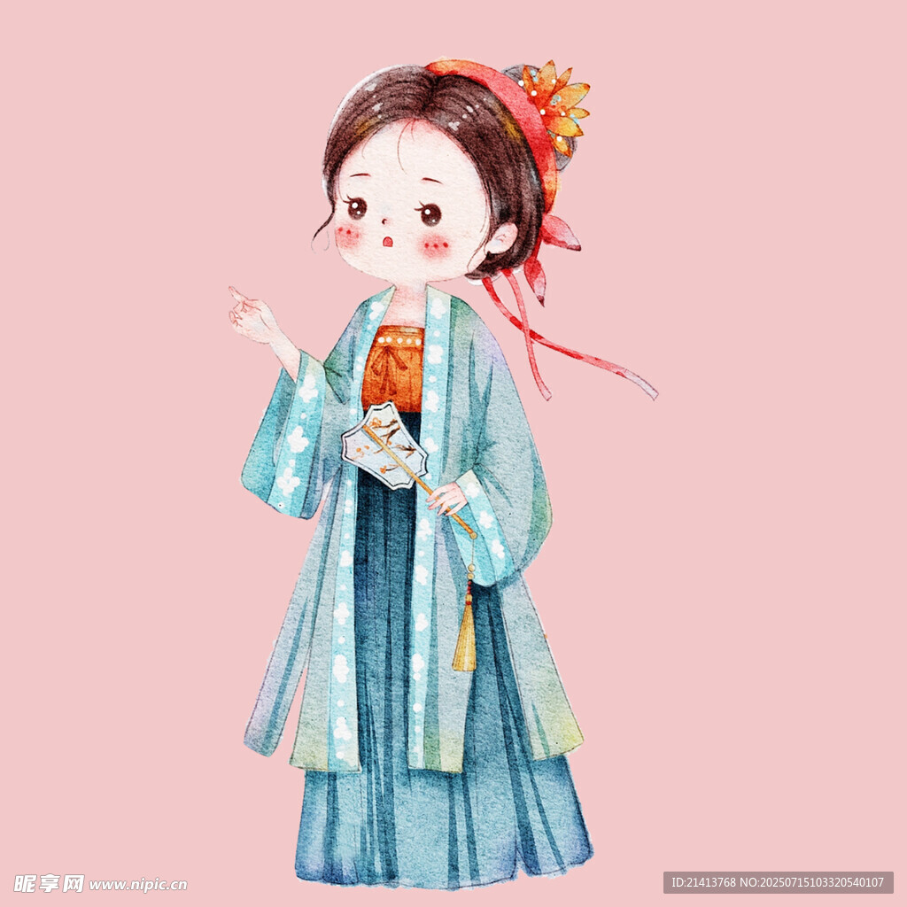 古风少女手持灯笼赏景