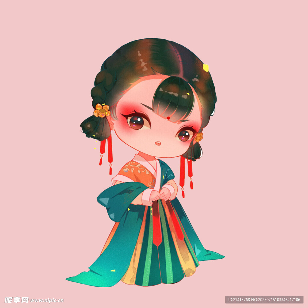 古风卡通少女  古典韵味浓