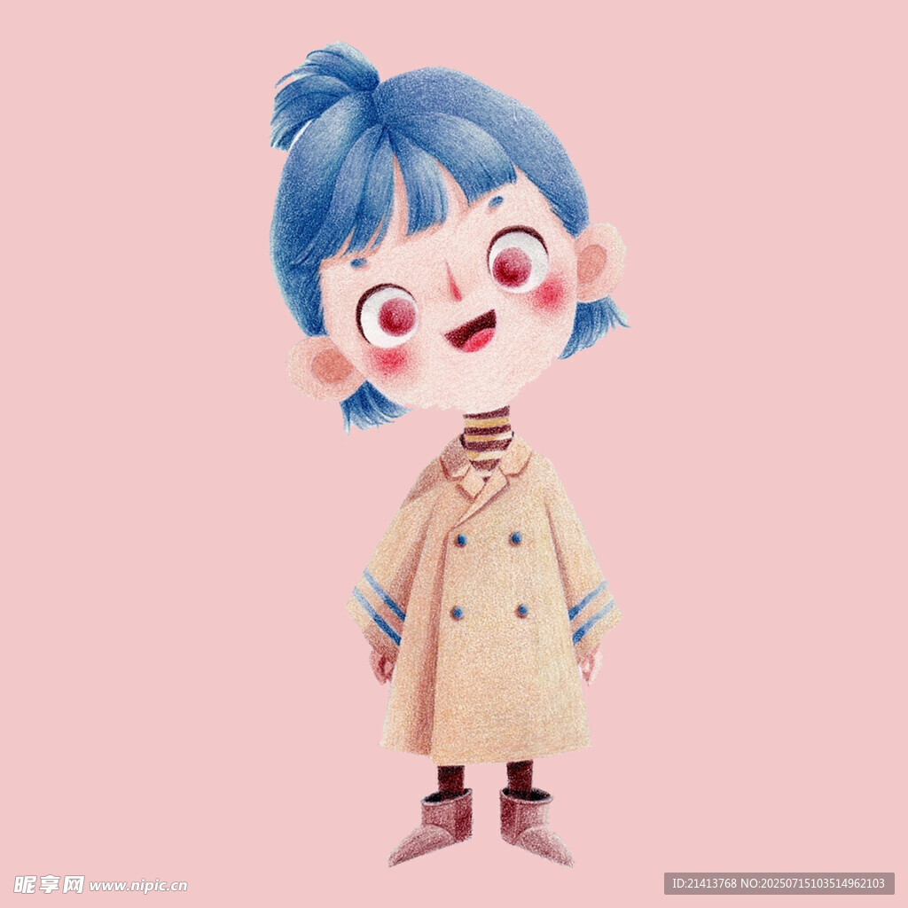 蓝发卡通女孩时尚装扮