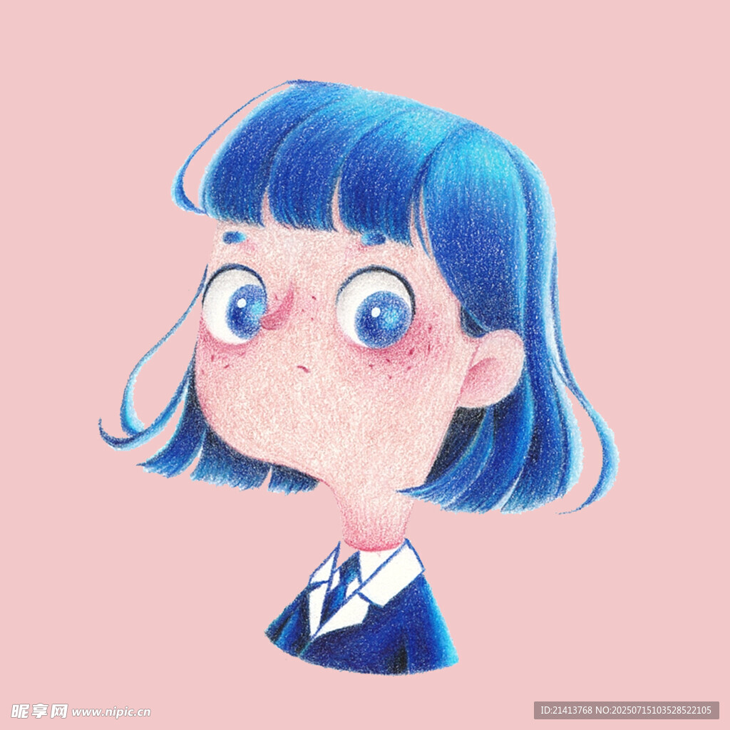 蓝发可爱少女头像
