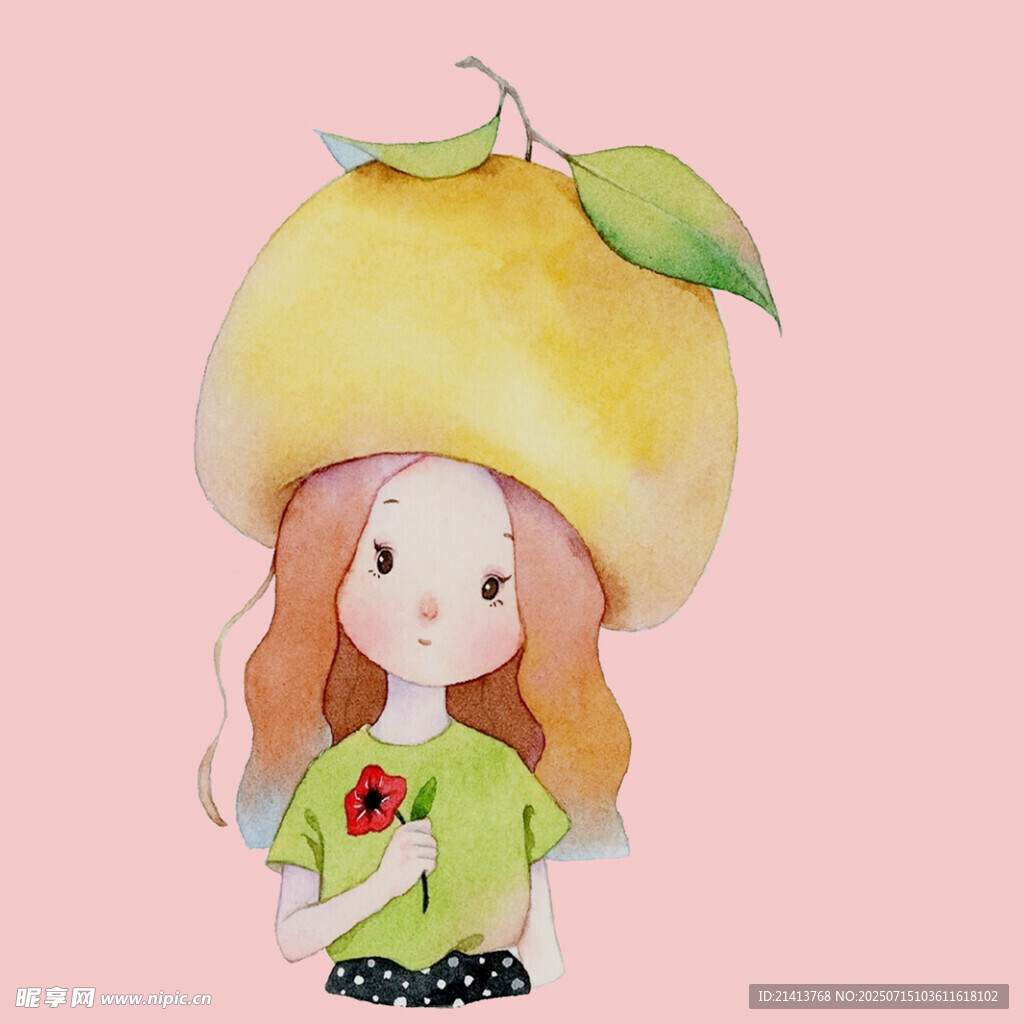 头顶柠檬的可爱女孩