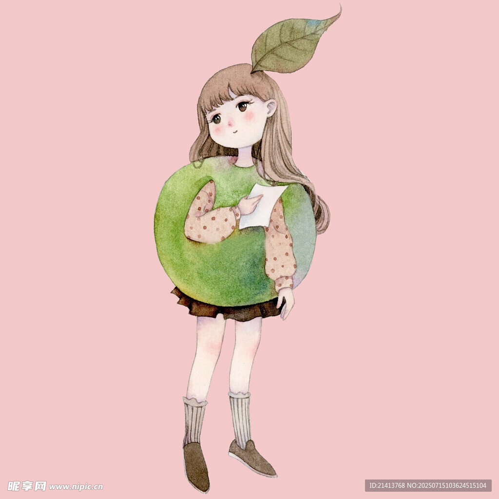 苹果女孩插画形象
