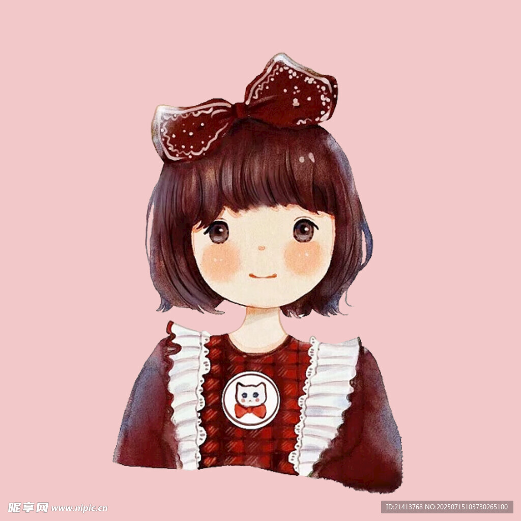 可爱红裙蝴蝶结小女孩