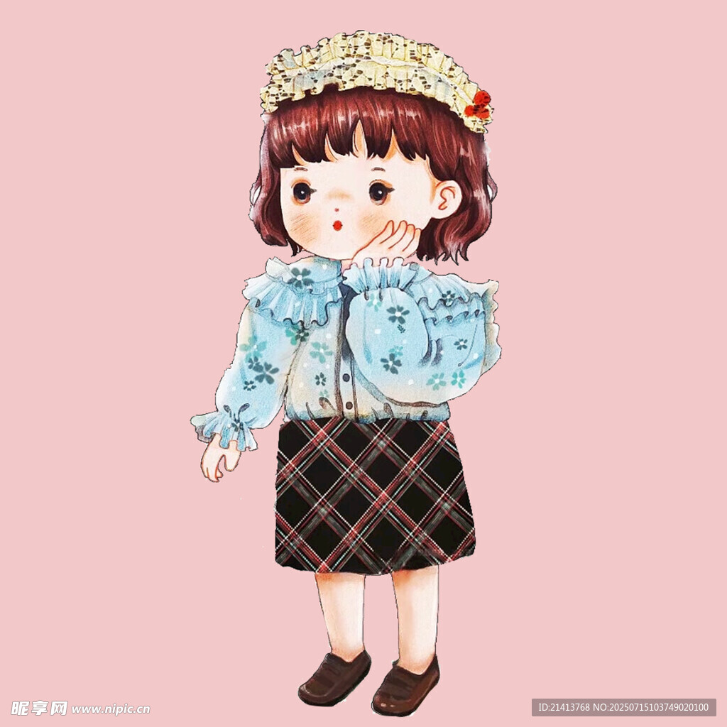 可爱女孩卡通形象穿搭展示