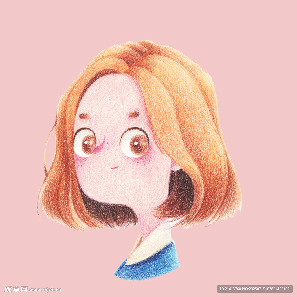 红发大眼卡通女孩头像