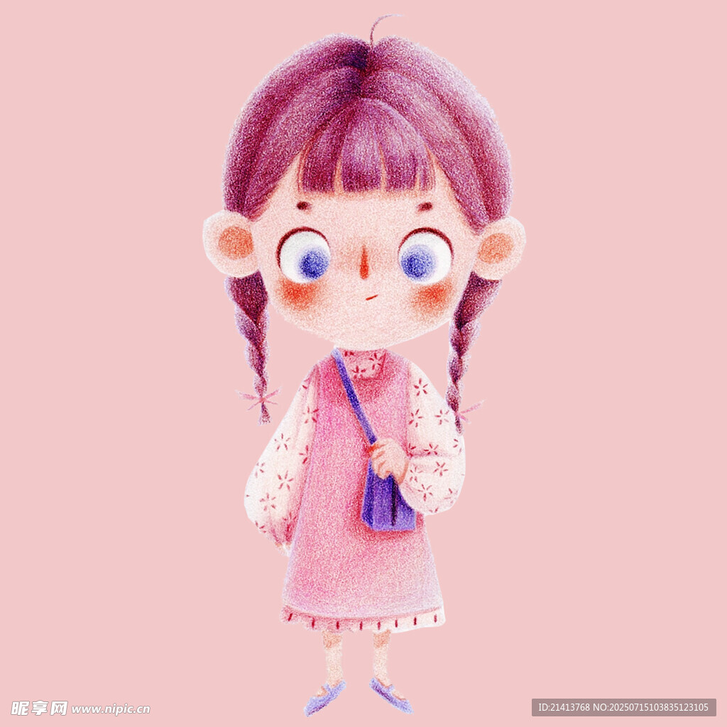可爱紫发玩偶女孩