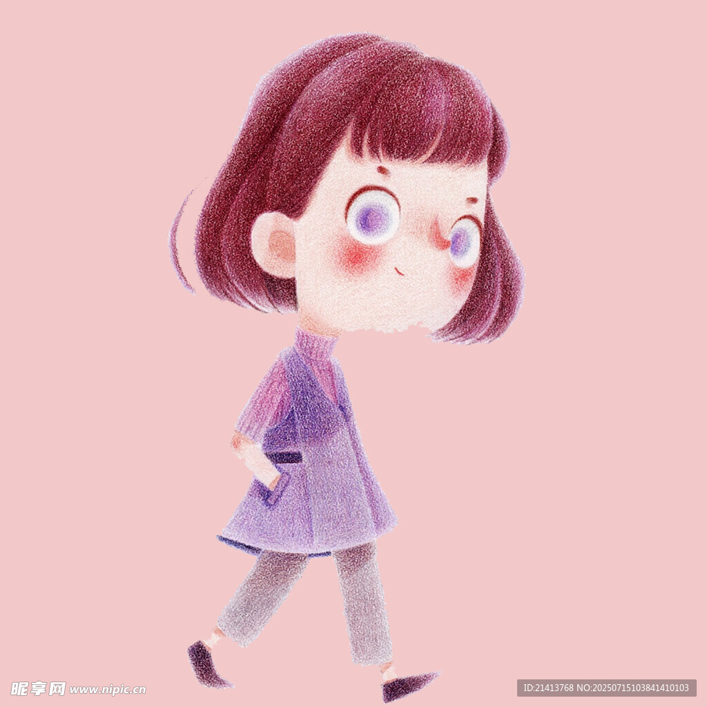 行走的红发可爱小女孩