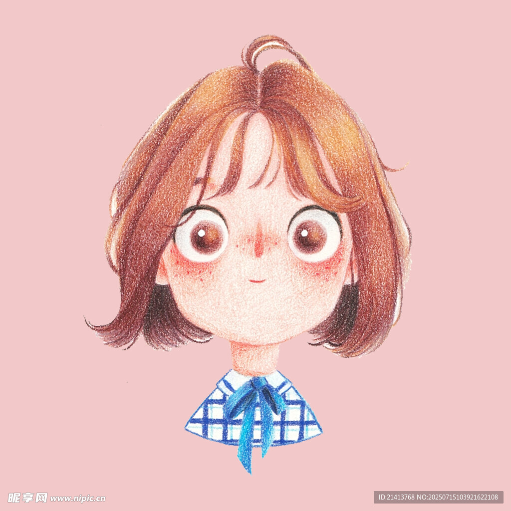 可爱短发女孩卡通形象
