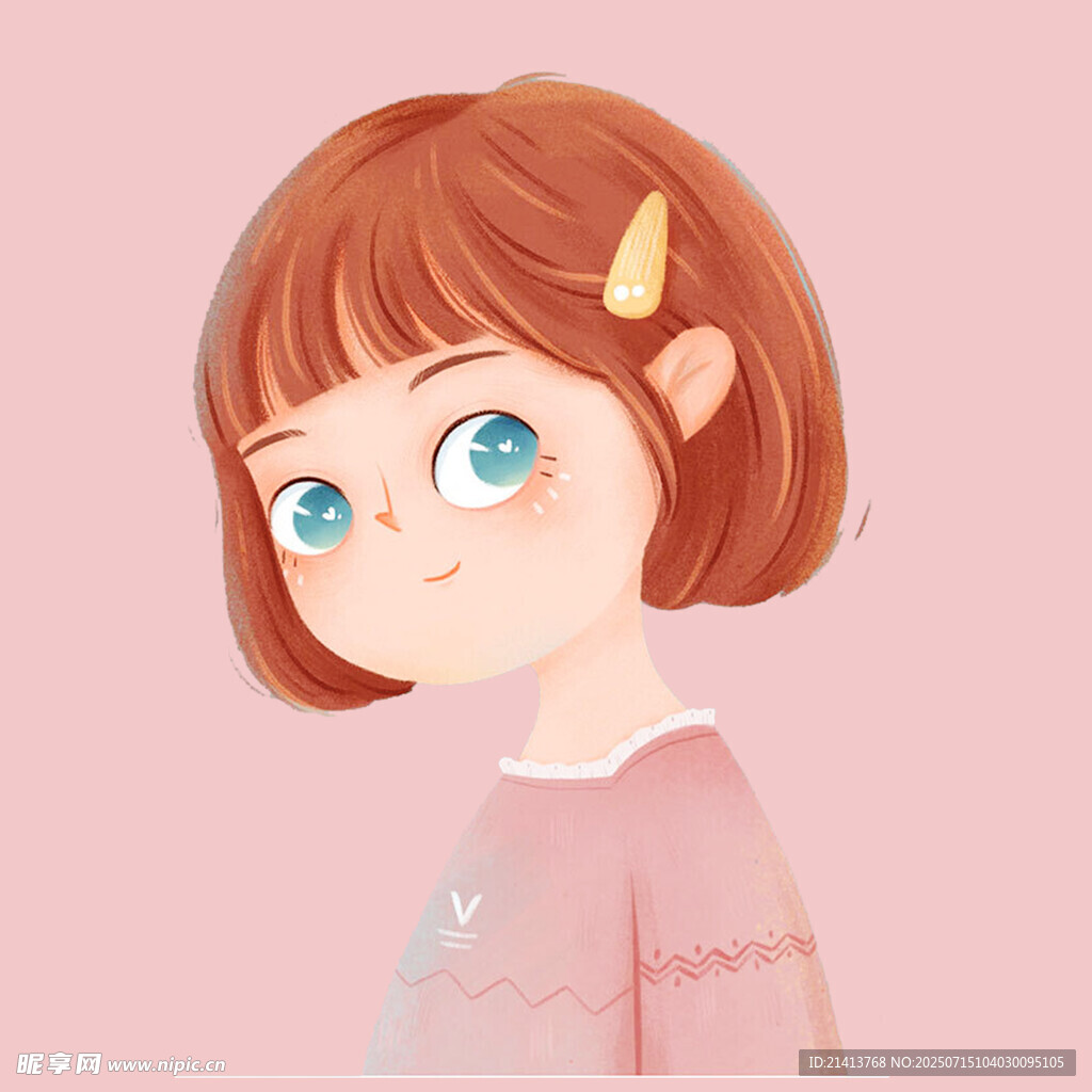 红发蓝眼可爱卡通女孩