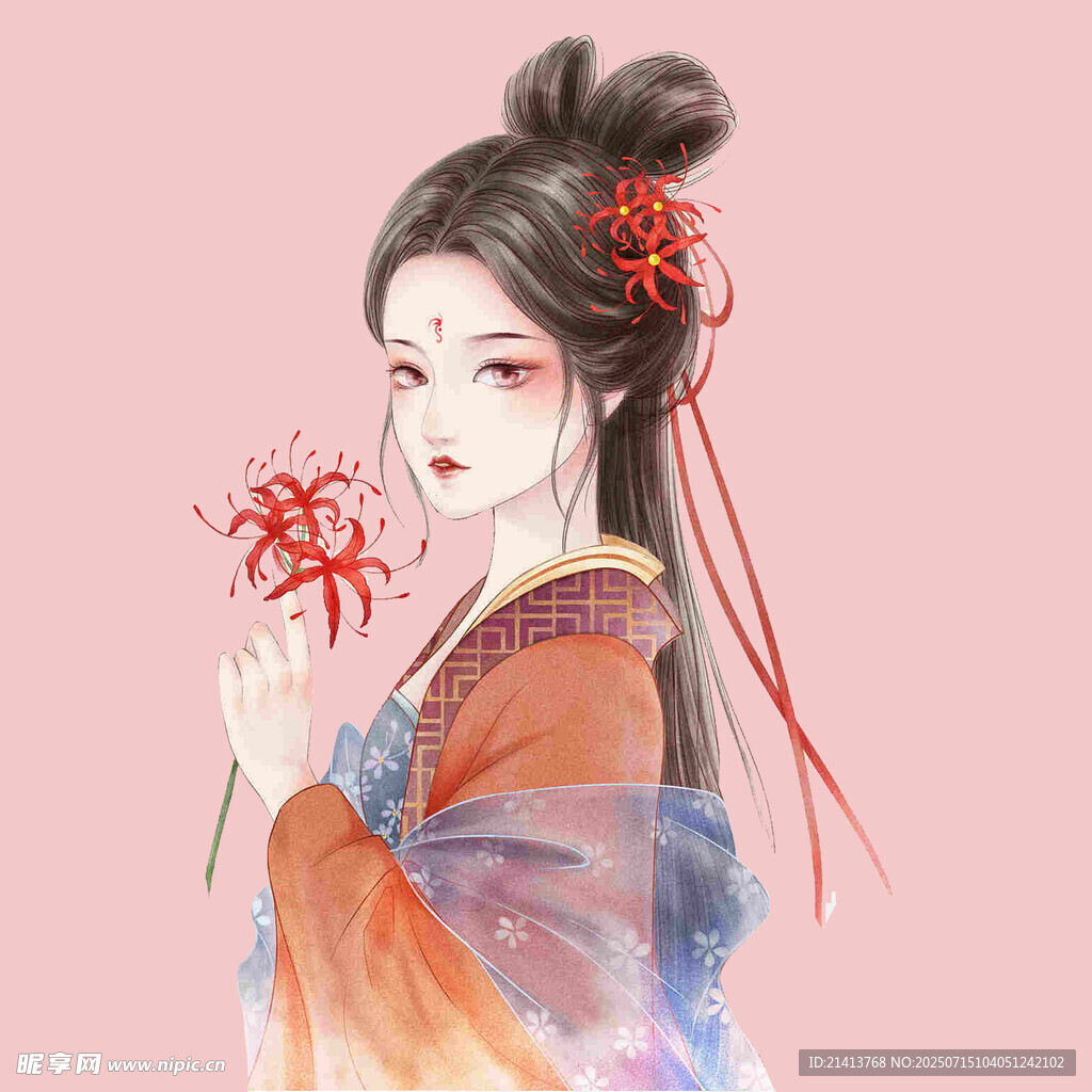古风持花女子