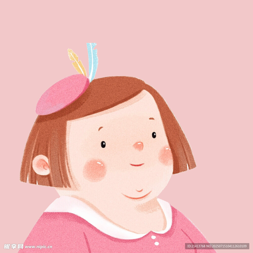戴帽的可爱卡通小女孩