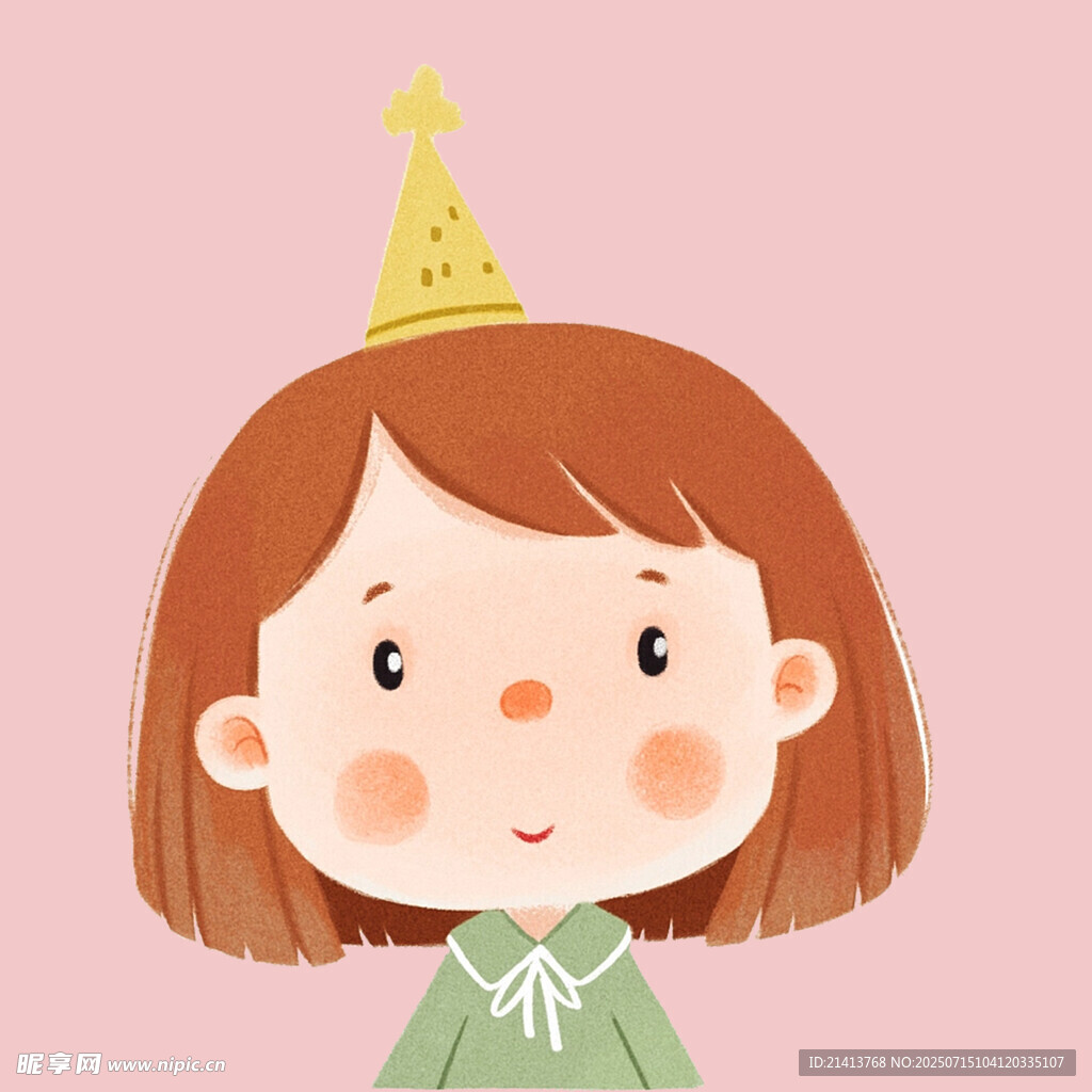 戴生日帽的可爱小女孩