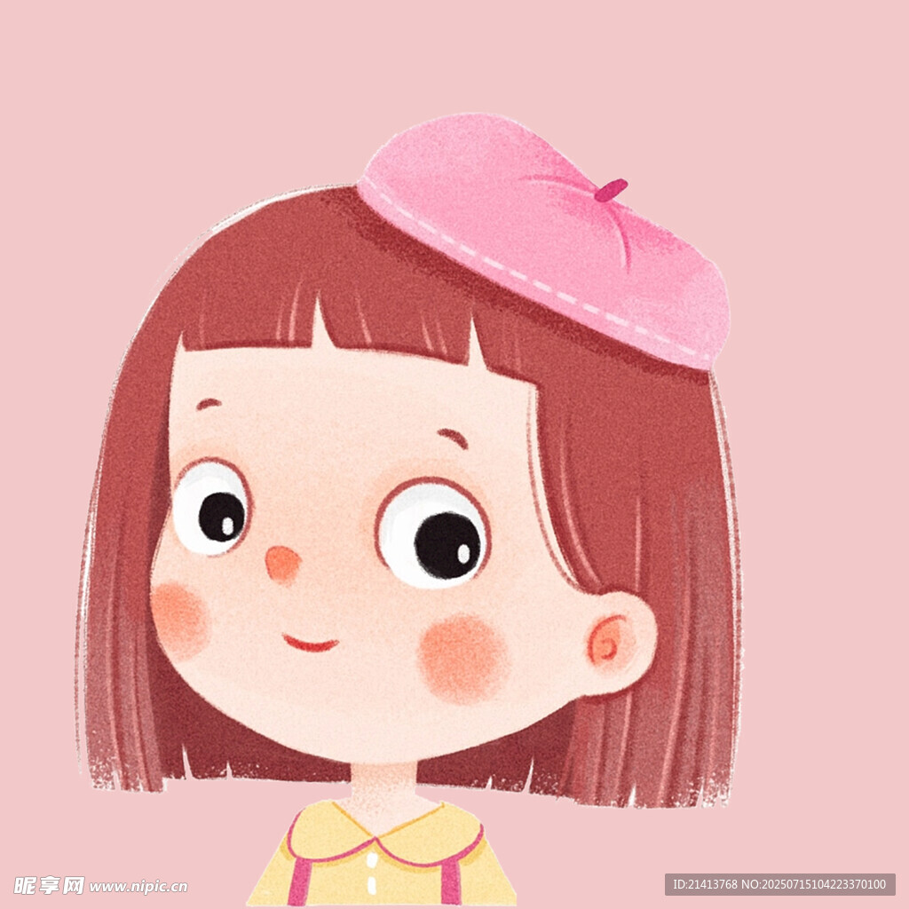 戴粉帽的可爱小女孩
