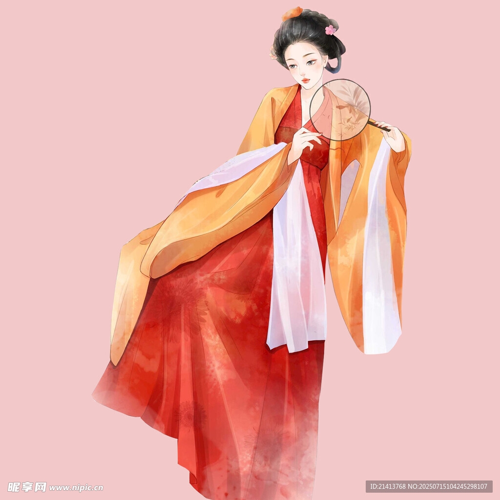 古风红衣女子优雅起舞