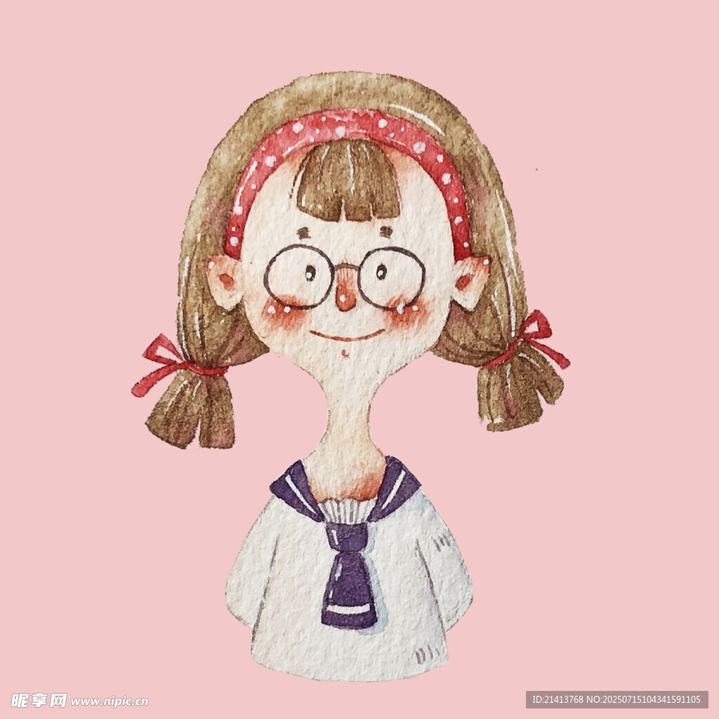 扎双马尾的卡通女孩形象
