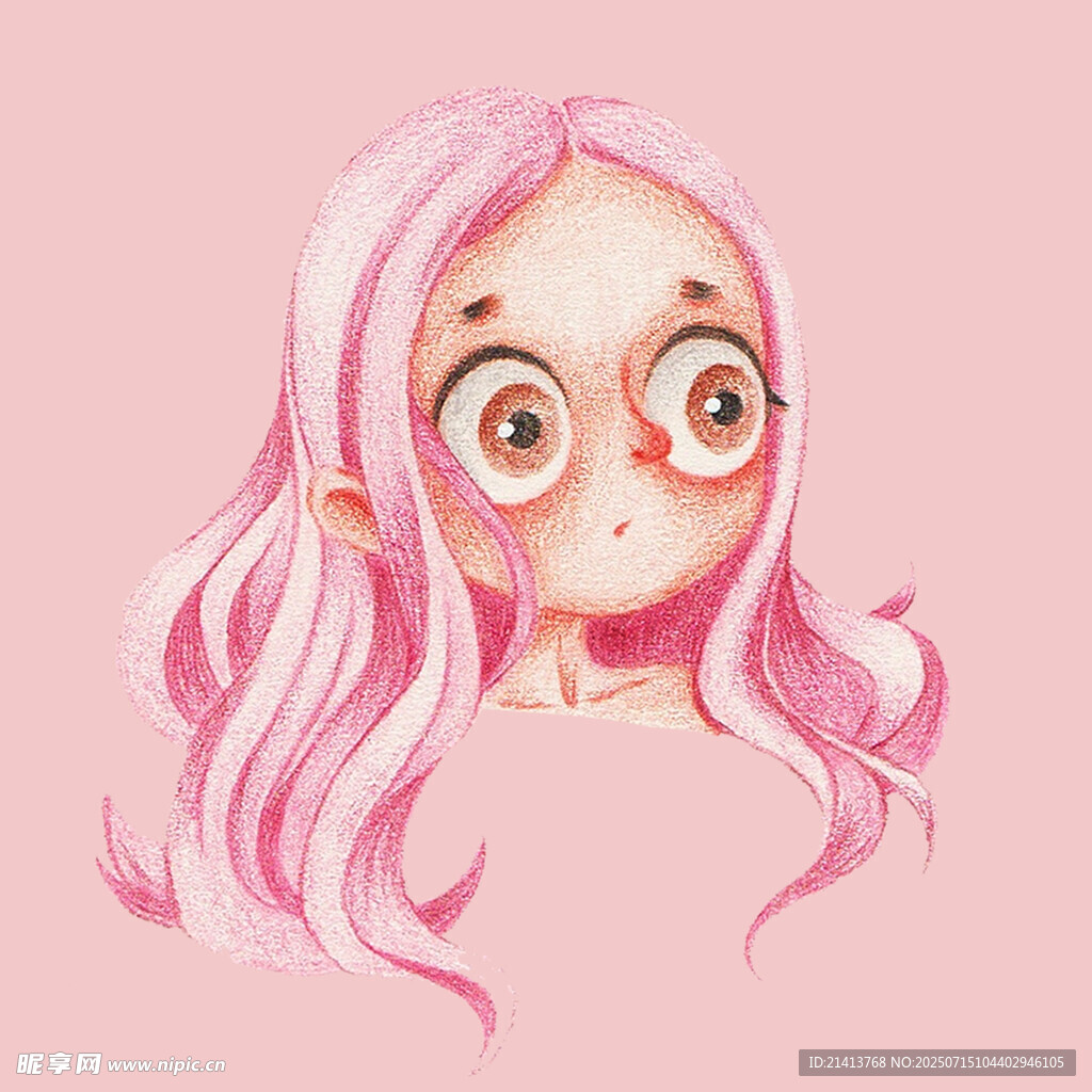 粉色长发戴眼镜的卡通女孩