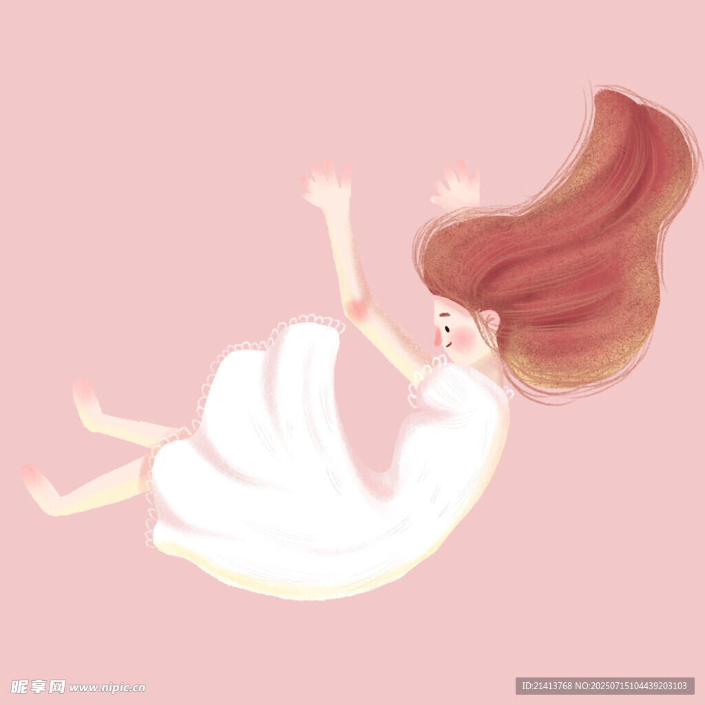 漂浮的红发白衣梦幻女孩