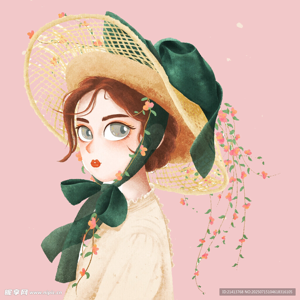 戴帽少女的梦幻插画形象