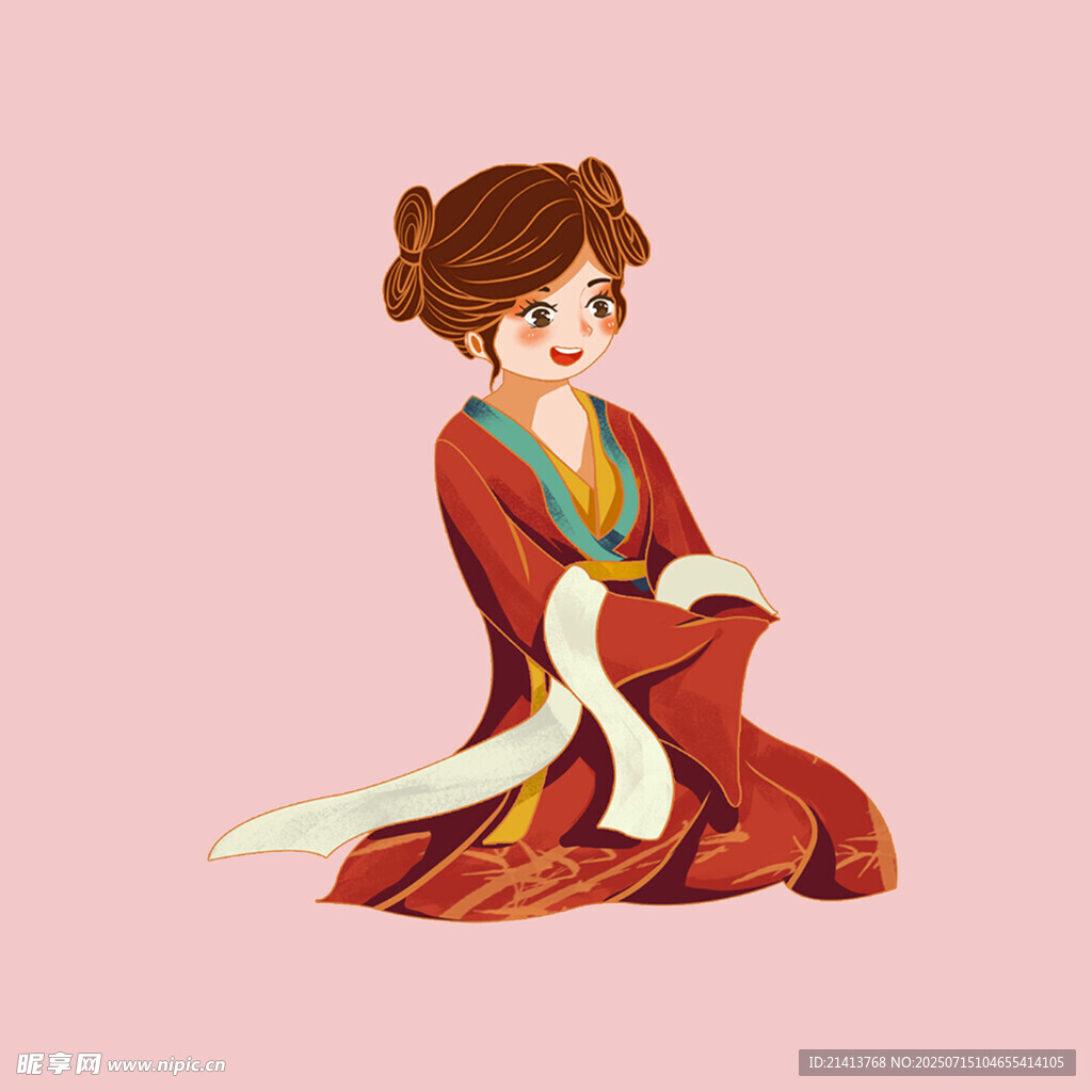 古风女子优雅跪坐姿态