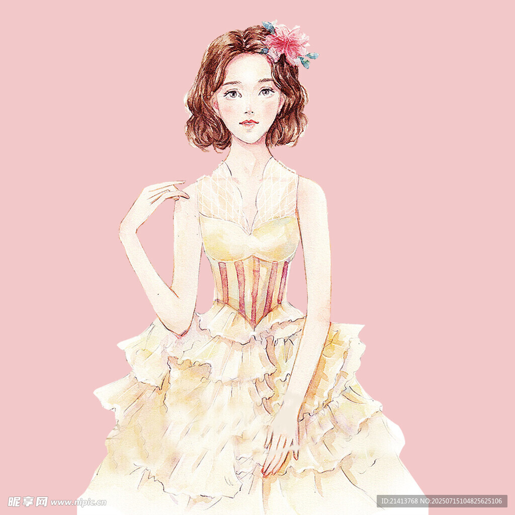 优雅公主风女孩插画