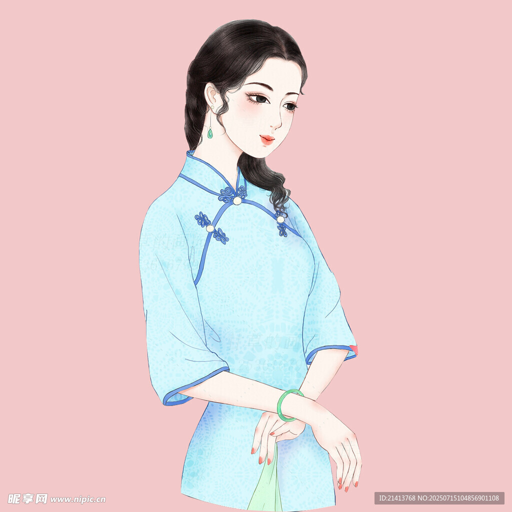 古典旗袍女子优雅身姿