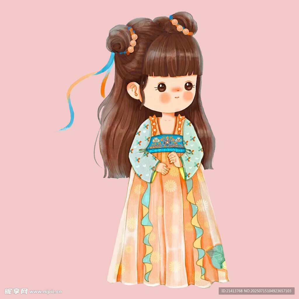 古风汉服可爱卡通小女孩