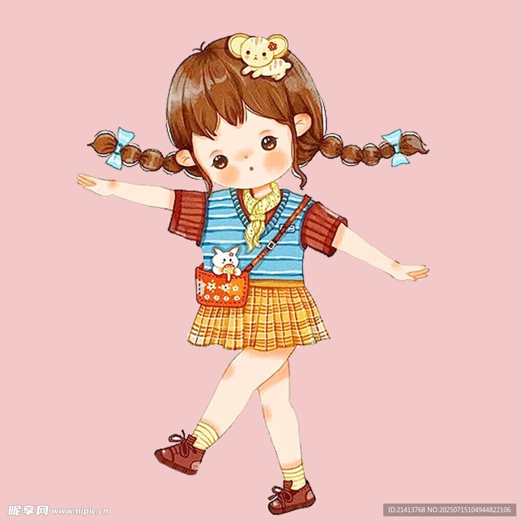 可爱双马尾女孩俏皮装扮