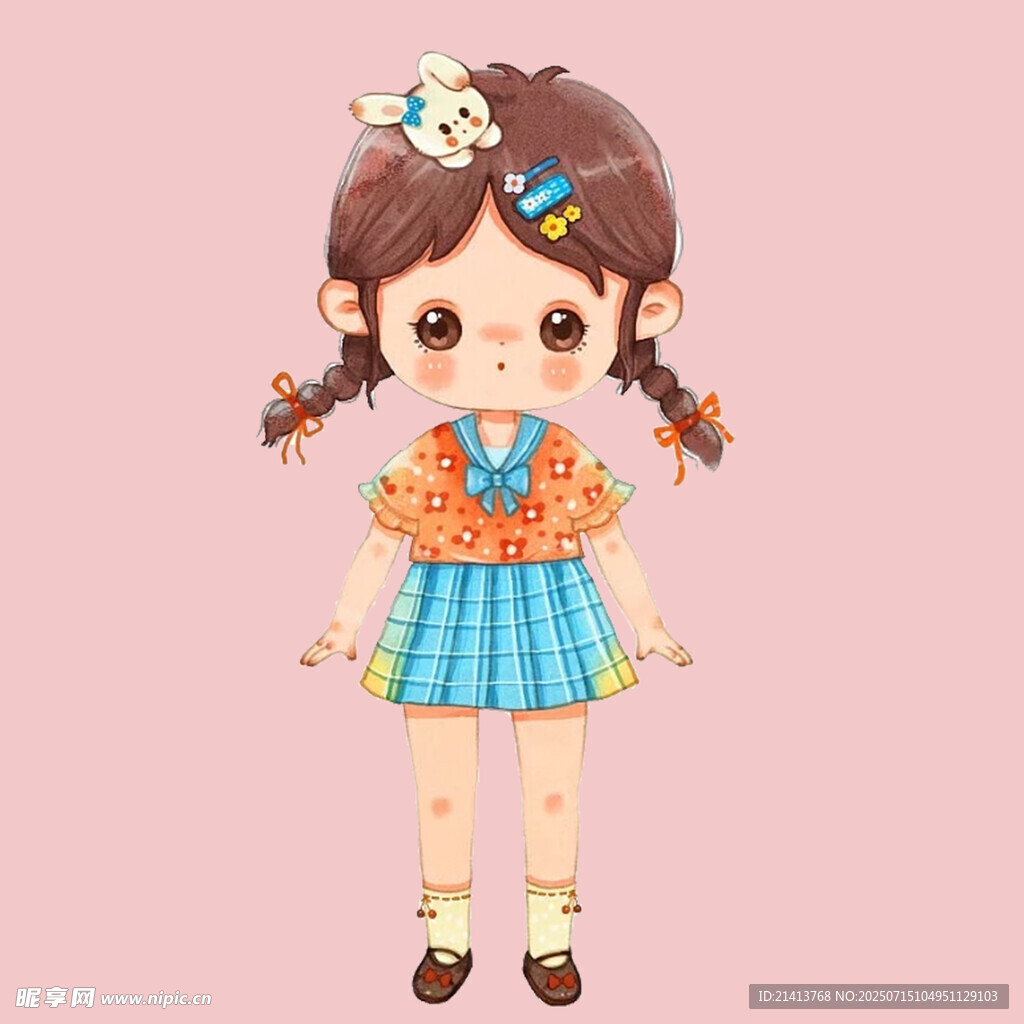 可爱双马尾卡通小女孩