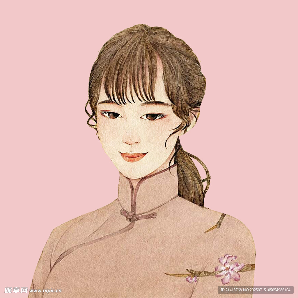 古典旗袍少女优雅画像