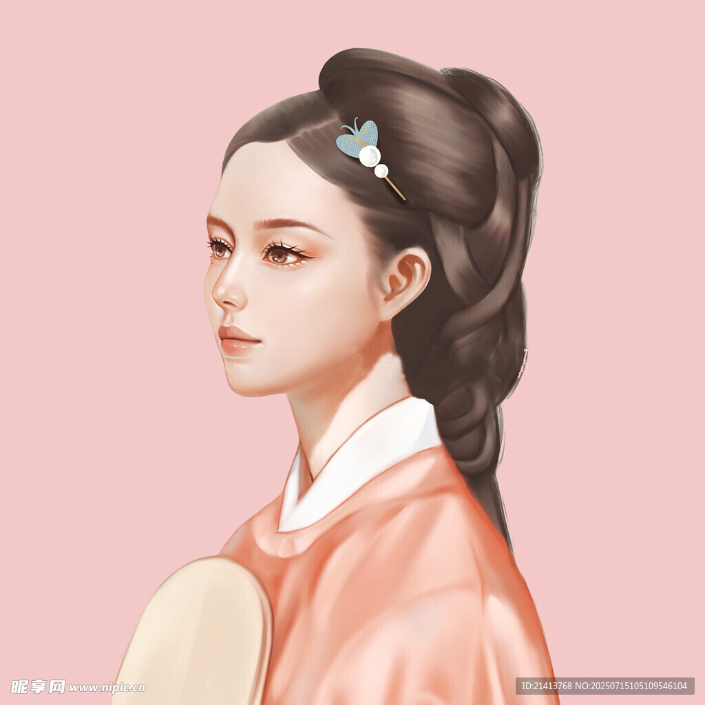 古风汉服女子优雅侧颜