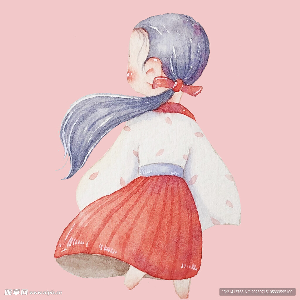 背身的古风长发少女