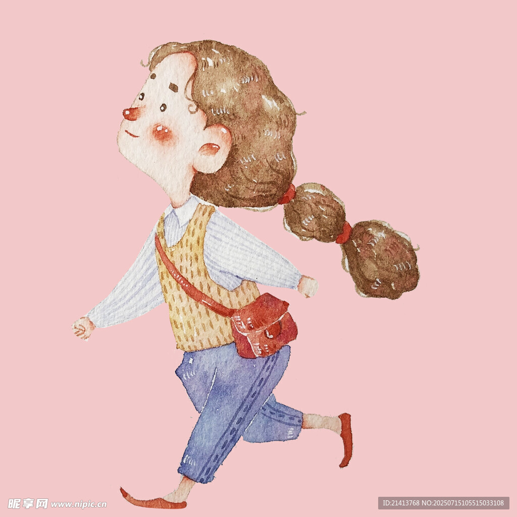 奔跑的扎辫女孩