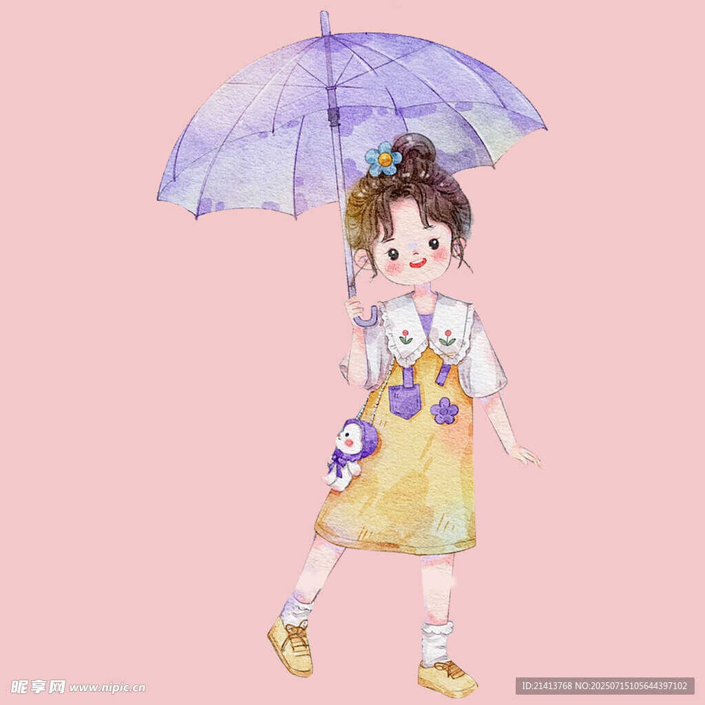 撑伞小女孩与玩偶