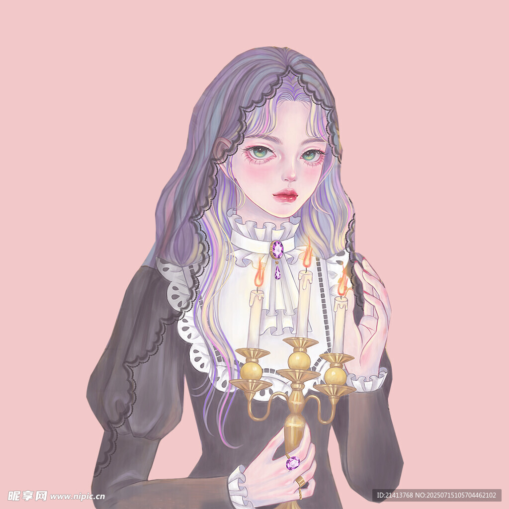持烛的哥特风美少女