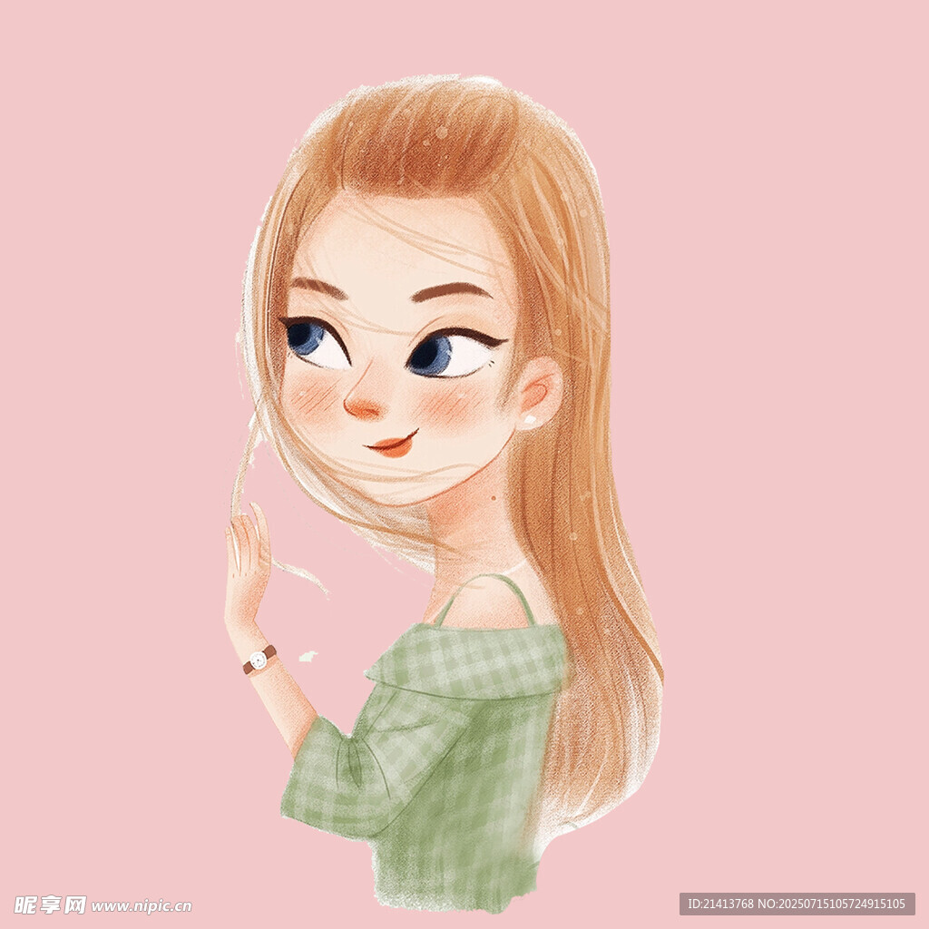 俏皮金发女孩挥手示意