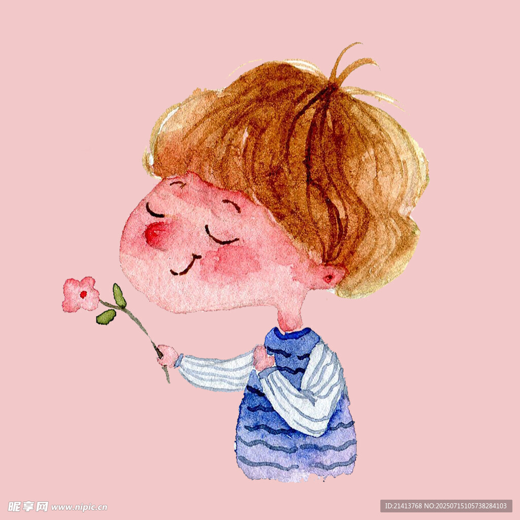 闻花的小男孩