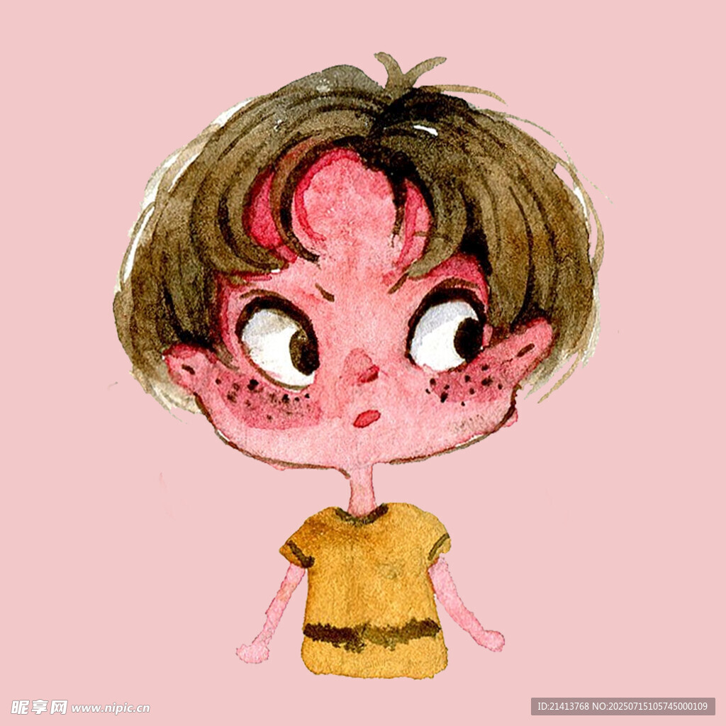 长红疹的卡通小孩形象
